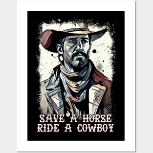 Save a Horse Ride a Cowboy Funny Western Sayings Posters and Art